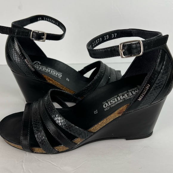 Mephisto Shoes - Mephisto Air Relax Wedge Ankle Strap Faux Snakeskin Leather Sandal size 37/7